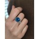 Mozanite ve London Blue Topaz taşlı gümüş yüzük